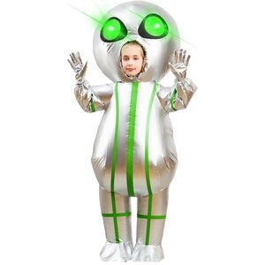 Inflatable Alien Costume w/Glowing Green Eyes